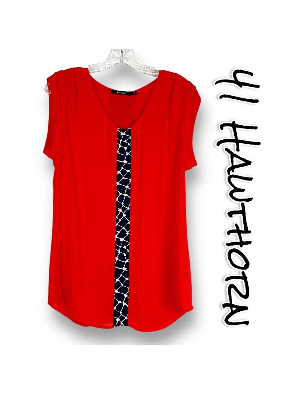 41Hawthorn Sleeveless Blouse Red With Navy Stripe Lightweight Womens Size Small